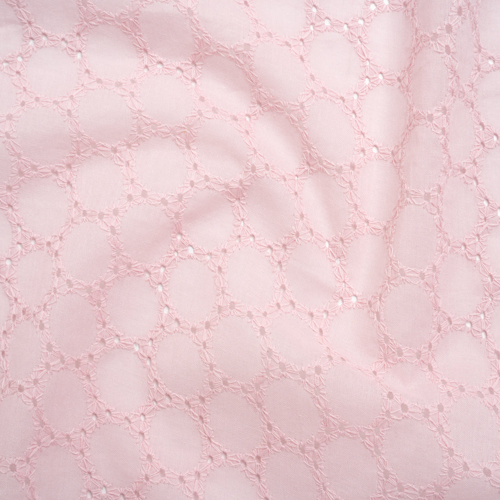 Embroidered Eyelet Cotton Voile - Baby Pink Circles of Circles - Naomi Collection