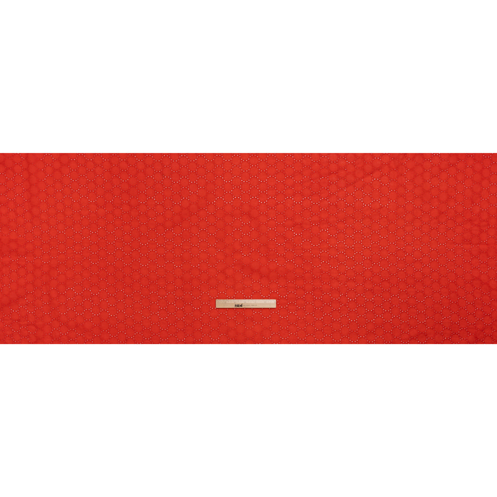 Embroidered Eyelet Cotton Voile - Red Circles of Circles - Naomi Collection - Full