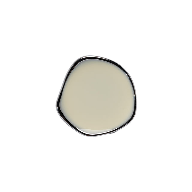 Organic Edge Enameled Shank Back Button - 28L/18mm - Nickel and Cream