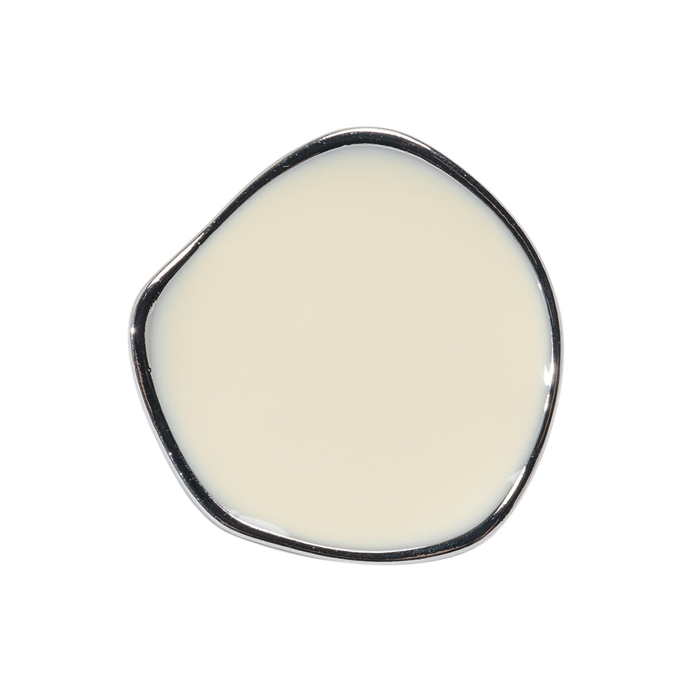 Organic Edge Enameled Shank Back Button - 40L/25.5mm - Nickel and Cream
