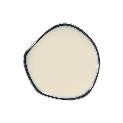 Organic Edge Enameled Shank Back Button - 40L/25.5mm - Nickel and Cream