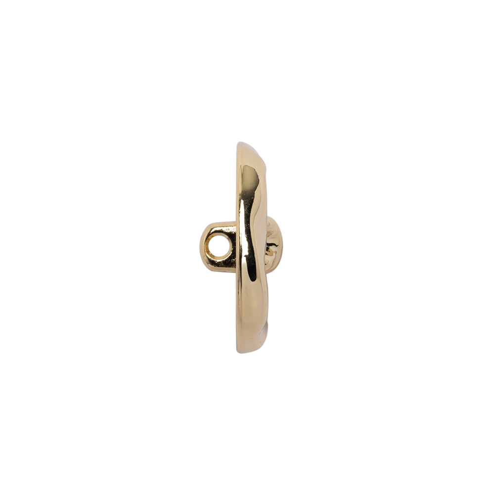 Organic Puffy Faux Four-Hole with Stitching Shank Back Button - 28L/18mm - Gold - Folded