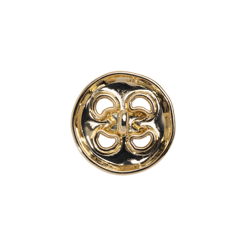 Organic Puffy Faux Four-Hole with Stitching Shank Back Button - 28L/18mm - Gold - Detail