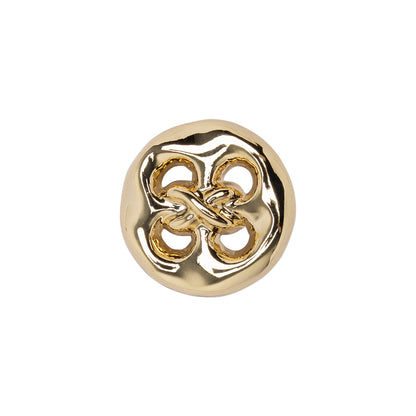 Organic Puffy Faux Four-Hole with Stitching Shank Back Button - 28L/18mm - Gold