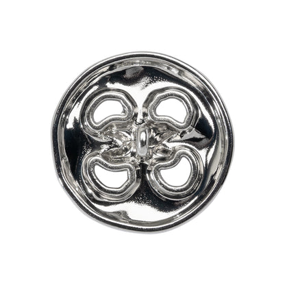 Organic Puffy Faux Four-Hole with Stitching Shank Back Button - 40L/25.5mm - Nickel