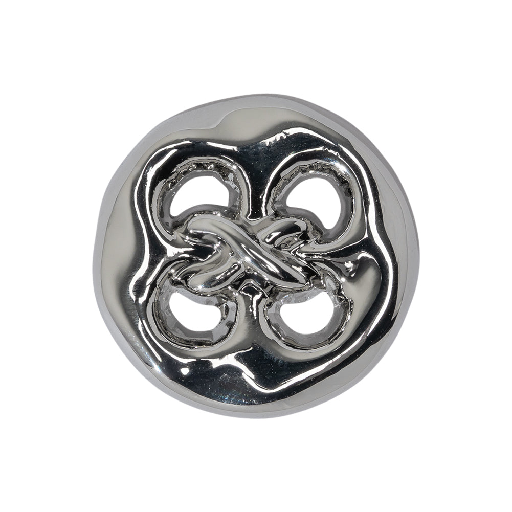 Organic Puffy Faux Four-Hole with Stitching Shank Back Button - 40L/25.5mm - Nickel