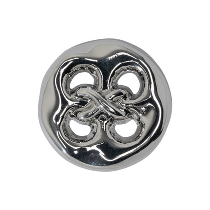 Organic Puffy Faux Four-Hole with Stitching Shank Back Button - 40L/25.5mm - Nickel