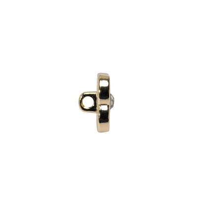 Floral Enameled Metal Shank Back Button with Rhinestone Center - 18L/11.5mm - Gold and Black