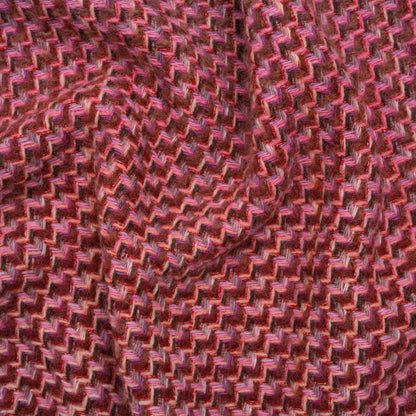 Wool Blend Tweed Twill Made in Italy - Pink, Purple and Red Zig Zags - Deadstock