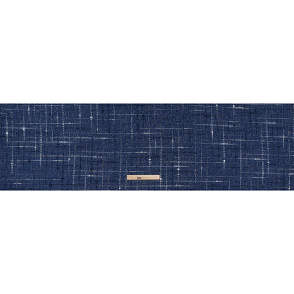 Metallic Wool Blend Tweedy Twill Boucle Made in Italy - Cobalt Blue, White and Silver Plaid - Deadstock