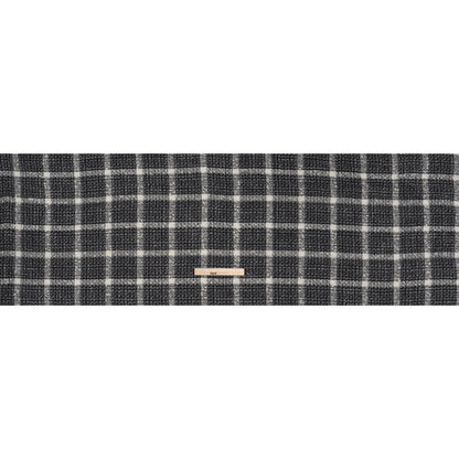 Metallic Wool Blend Tweedy Boucle Made in Italy - Black, Gray and Ivory Windowpane Checks - Deadstock