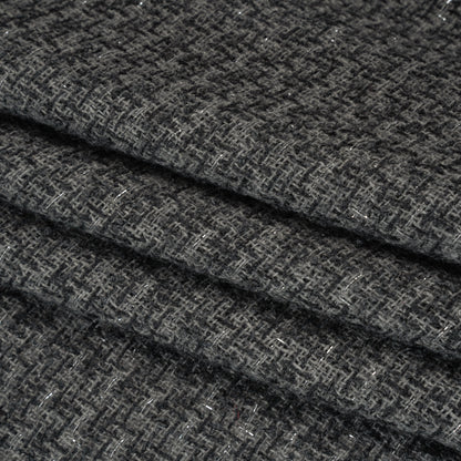 Metallic Wool Blend Tweed Boucle Made in Italy - Gray, Charcoal and Silver Heathered - Deadstock