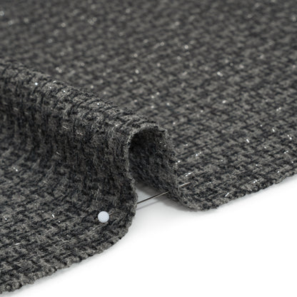 Metallic Wool Blend Tweed Boucle Made in Italy - Gray, Charcoal and Silver Heathered - Deadstock