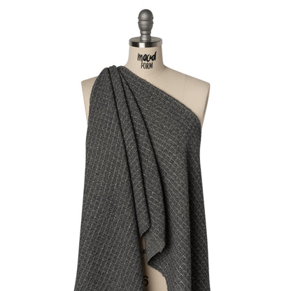 Metallic Wool Blend Tweed Boucle Made in Italy - Gray, Charcoal and Silver Heathered - Deadstock