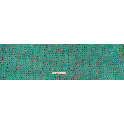 Metallic Wool Blend Tweed with Fringe-Like Inclusions Made in Italy - Teal, Green and Gold Checks - Deadstock