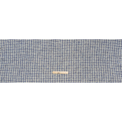 Metallic Wool Blend Tweed Boucle Made in Italy - Pale Gray, Cobalt and Sky Blue Plaid - Deadstock