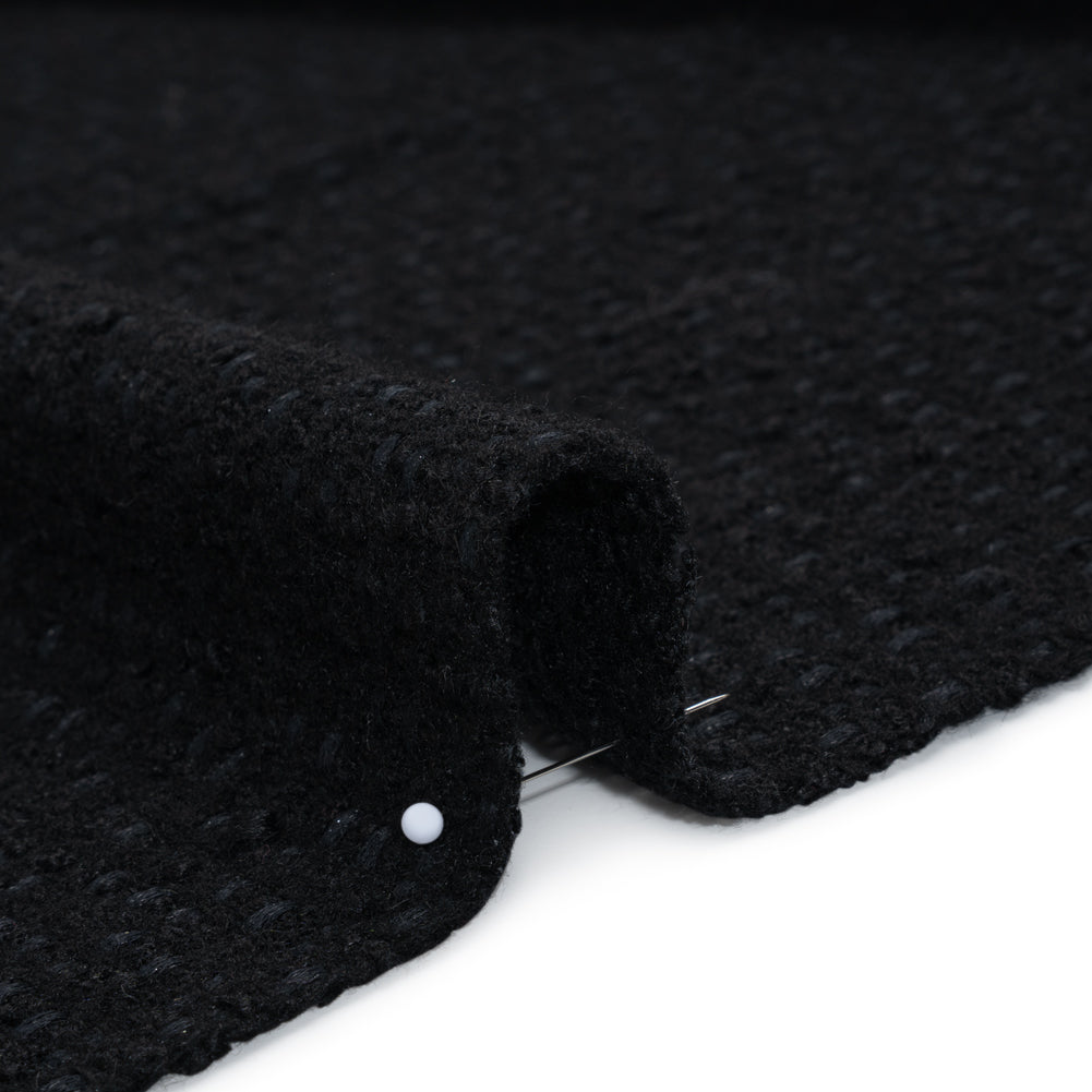 Wool Blend Boucle Tweed - Black - Deadstock - Detail
