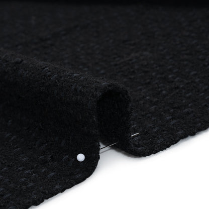 Wool Blend Boucle Tweed - Black - Deadstock