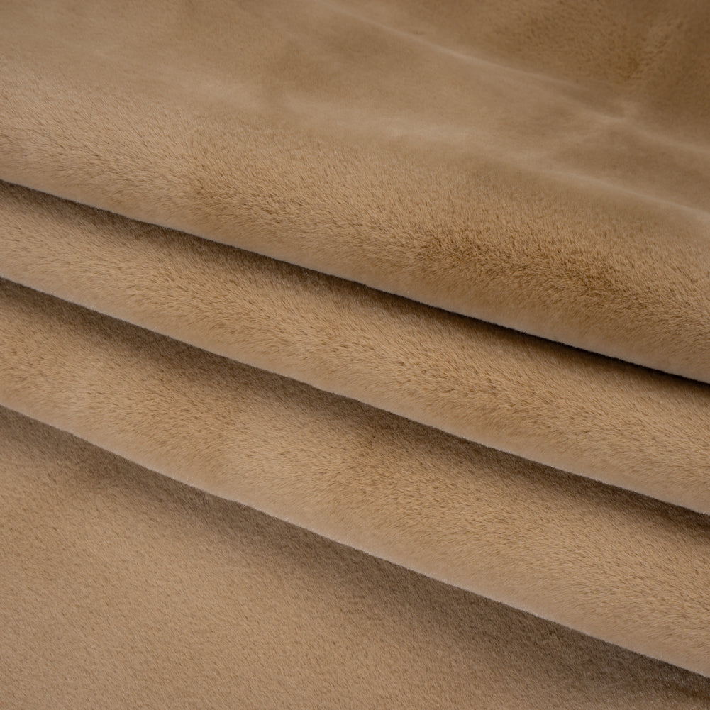 Recycled Polyester Faux Rabbit Fur - Beige Folded