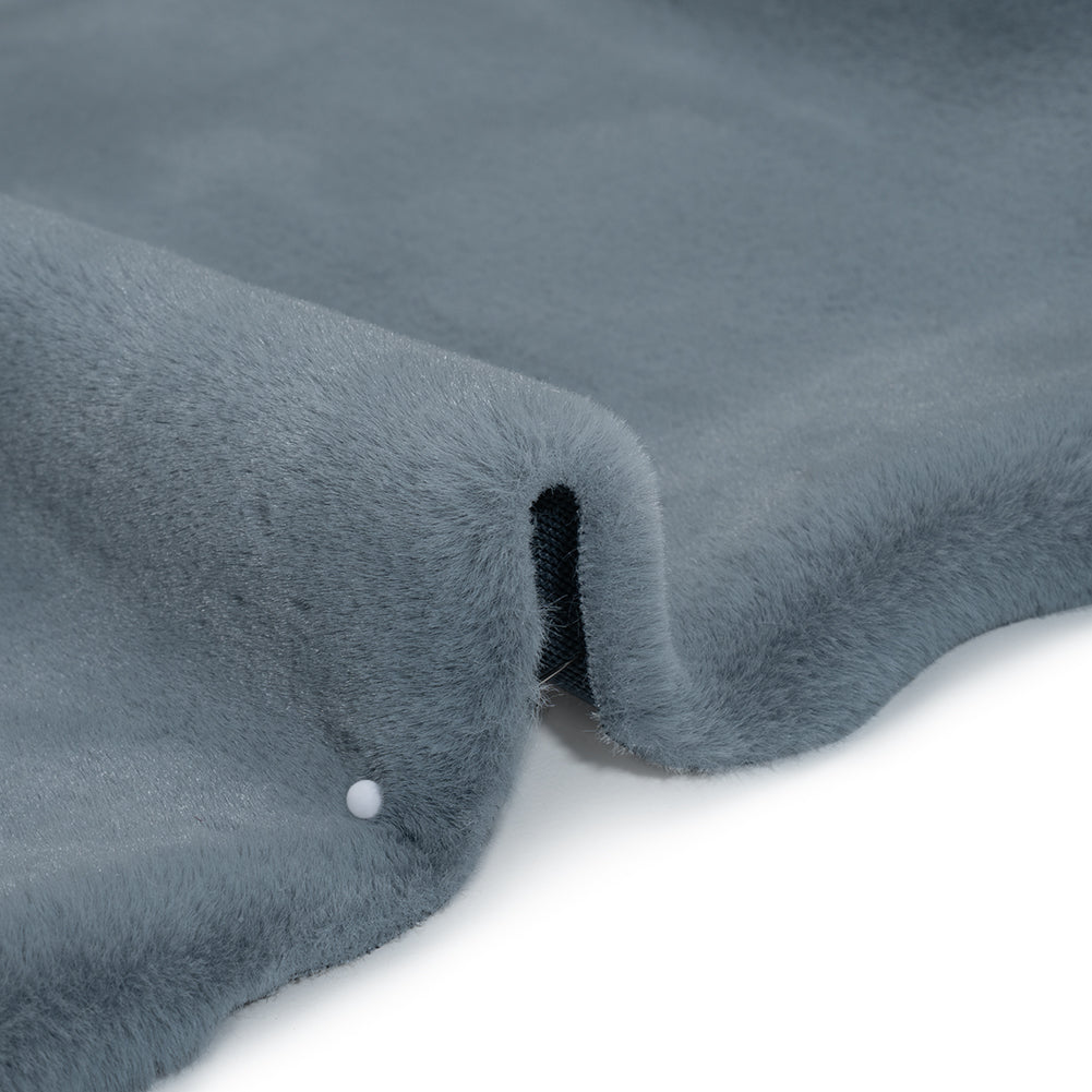 Recycled Polyester Faux Rabbit Fur - Slate Blue Detail