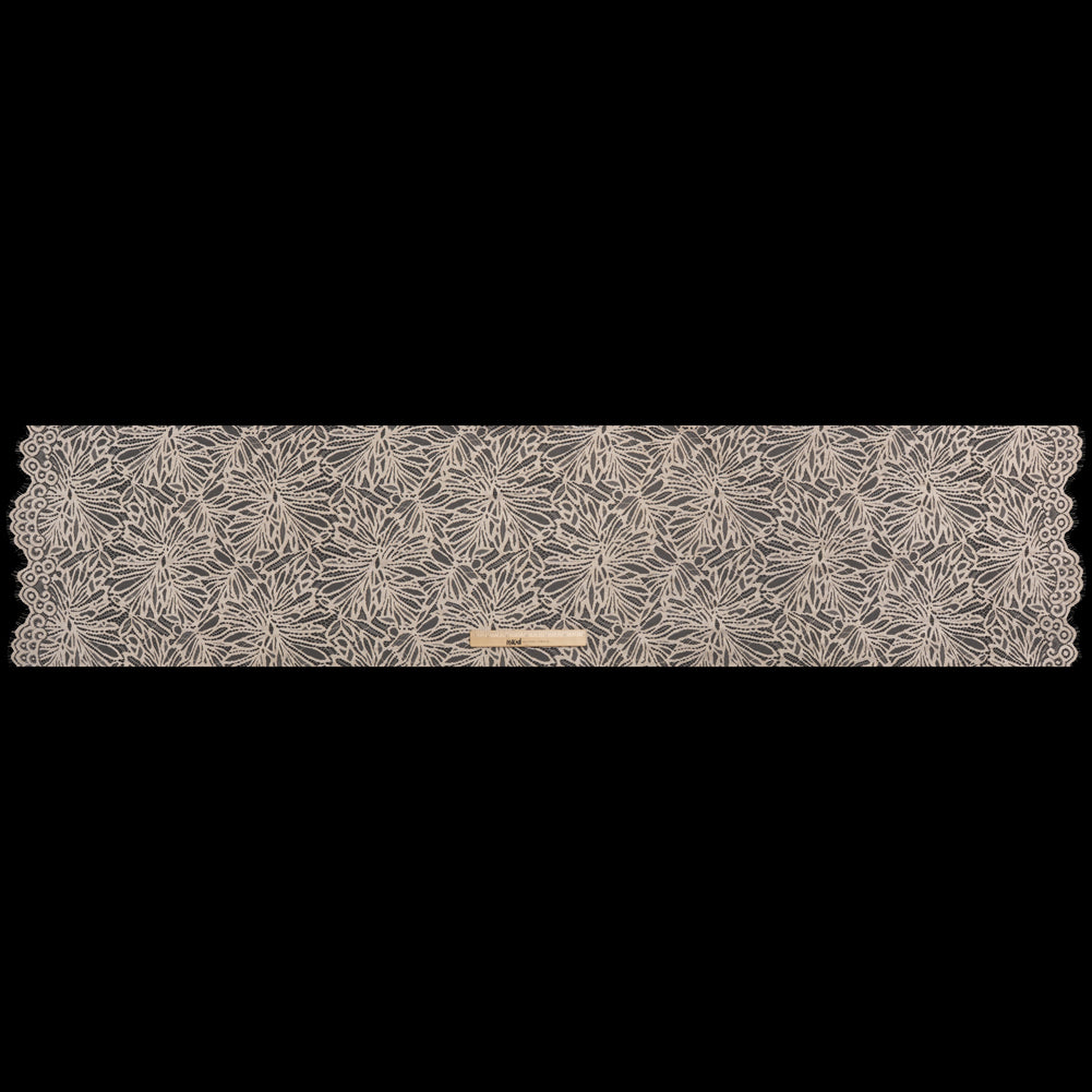 Raschel Lace with Scalloped Finished Edges - Bleached Sand Flowing Petals - Full