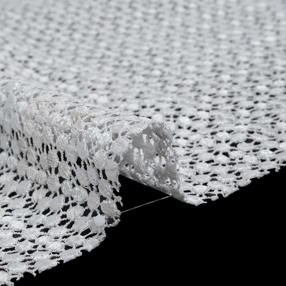 Guipure Lace - White Dots with Fancy Border - Detail