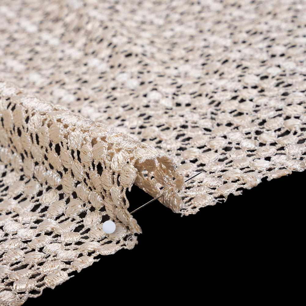 Guipure Lace - Bleached Sand Dots with Fancy Border - Detail