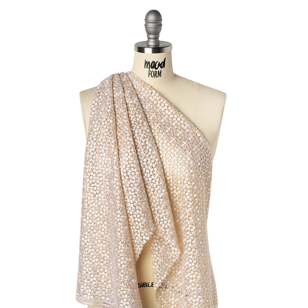 Guipure Lace - Bleached Sand Dots with Fancy Border - Drape