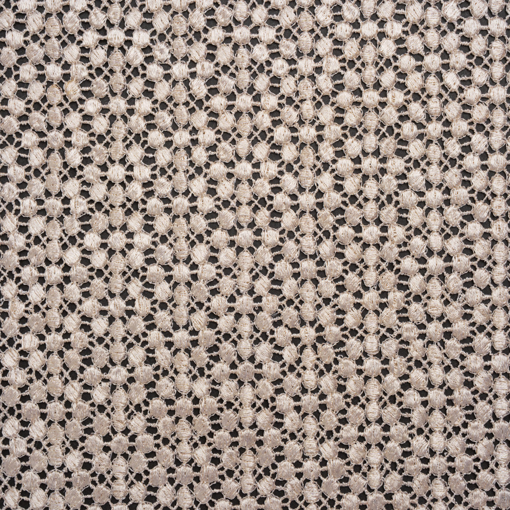 Guipure Lace - Bleached Sand Dots with Fancy Border