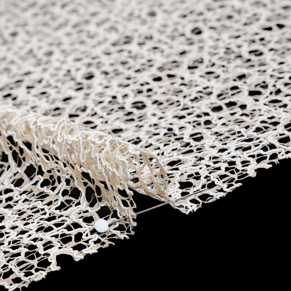 Corded Nylon Lace - Bleached Sand Abstract Lines - Detail