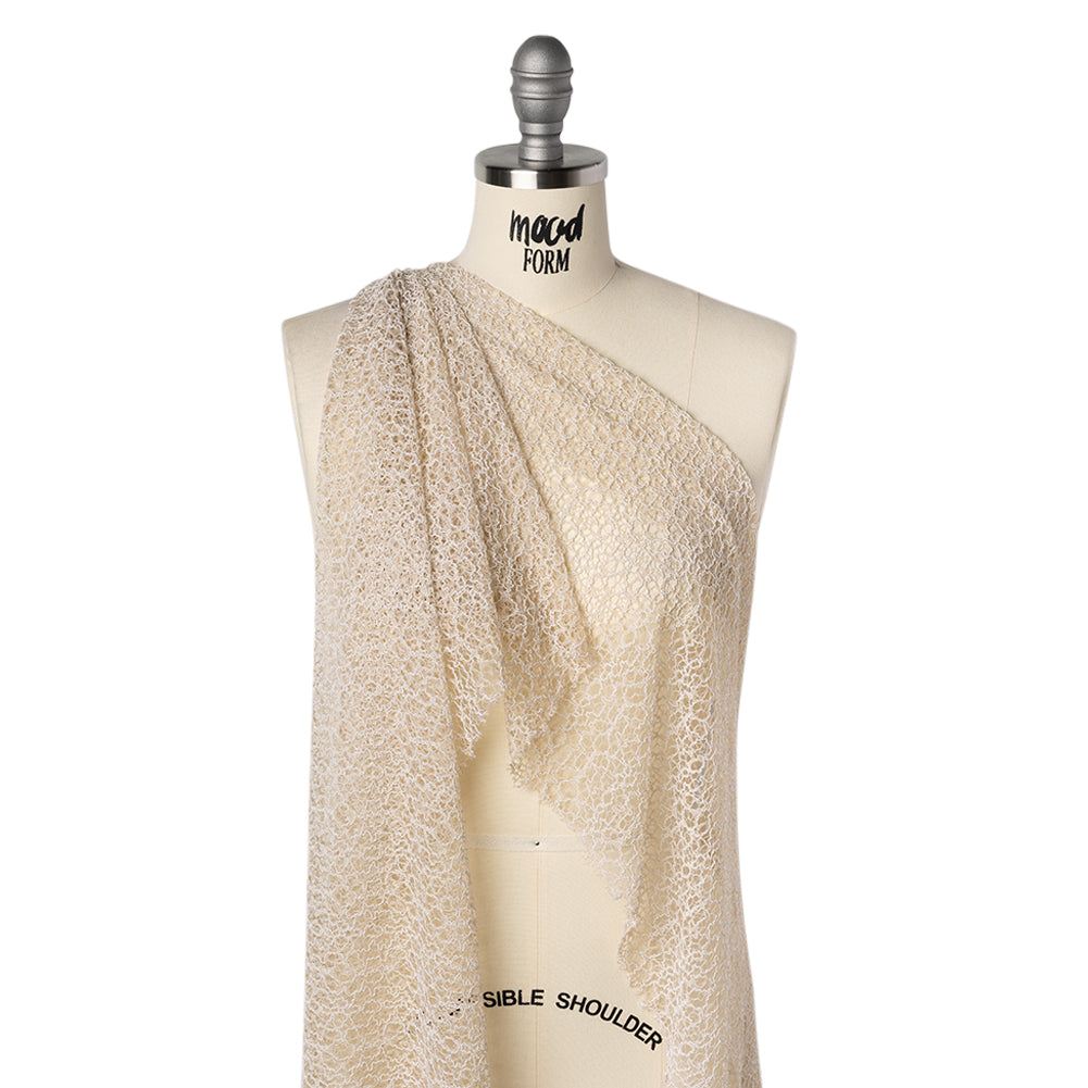 Corded Nylon Lace - Bleached Sand Abstract Lines - Drape