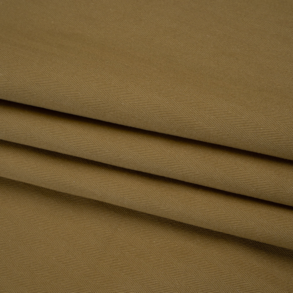 Cotton Herringbone Twill Coutil - Warm Olive - Farrah Collection - Folded