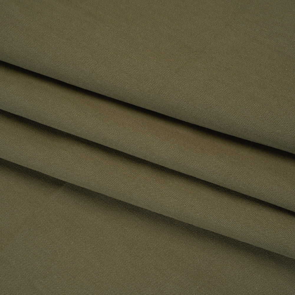 Cotton Herringbone Twill Coutil - Dusty Olive - Farrah Collection - Folded