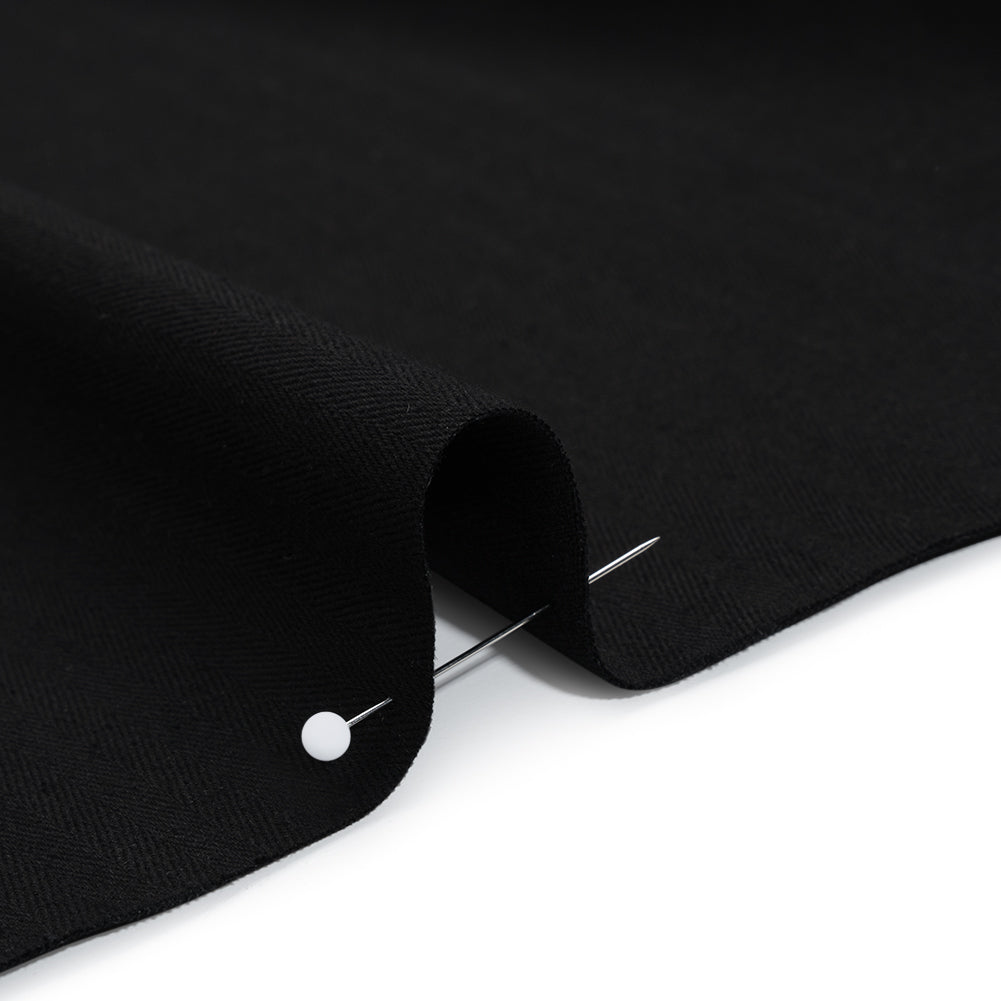 Cotton Herringbone Twill Coutil - Black - Farrah Collection - Detail