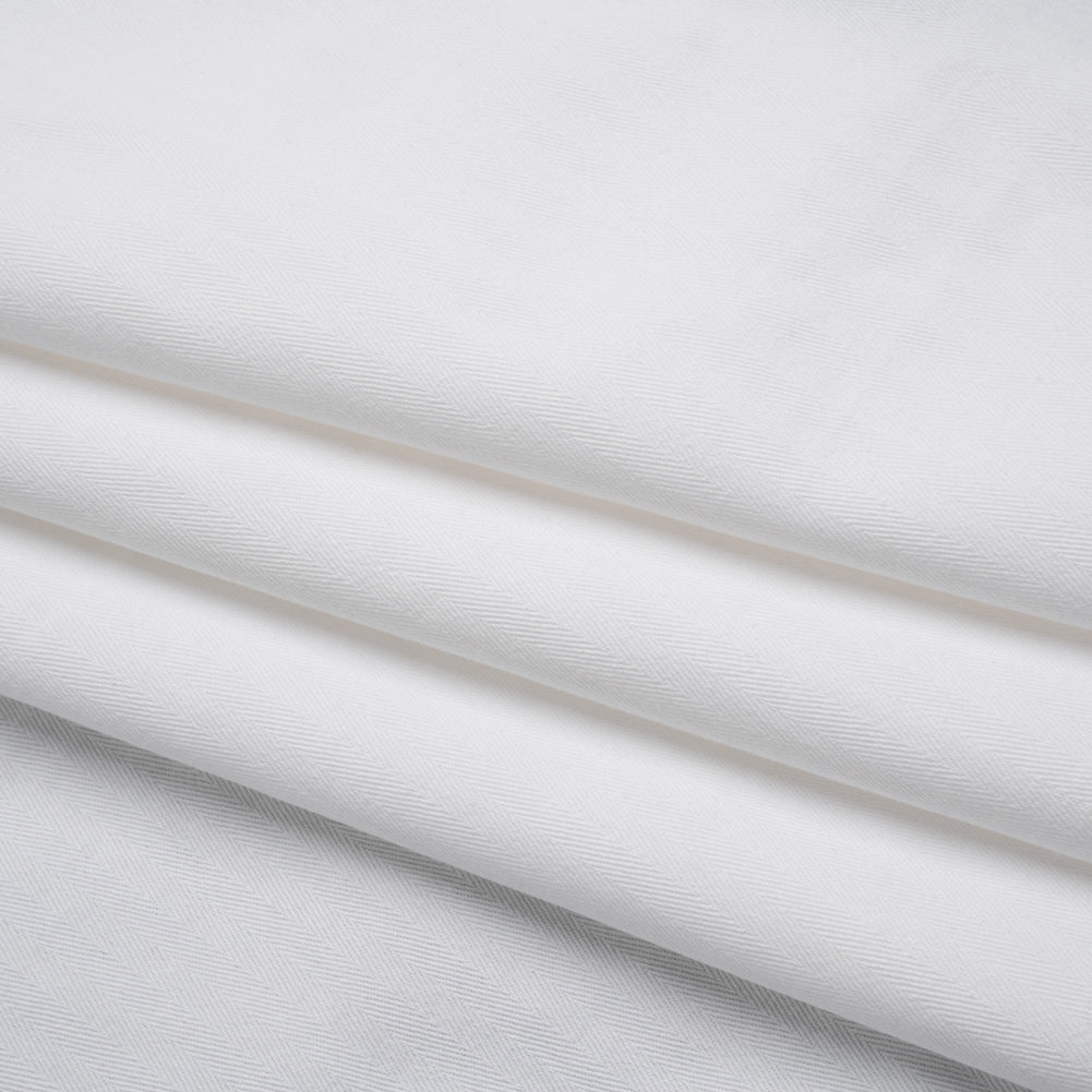 Cotton Herringbone Twill Coutil - White - Farrah Collection - Folded