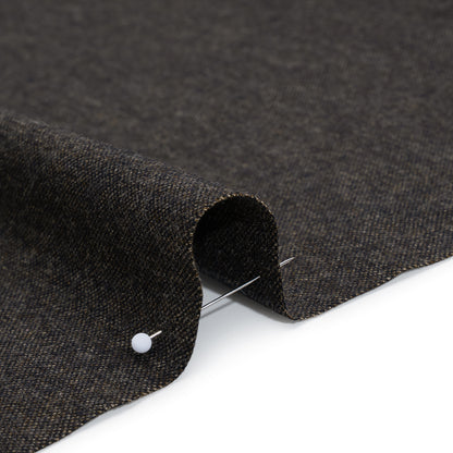 Stretch Wool Blend Flannel Suiting - Navy Blue and Brown Heathered