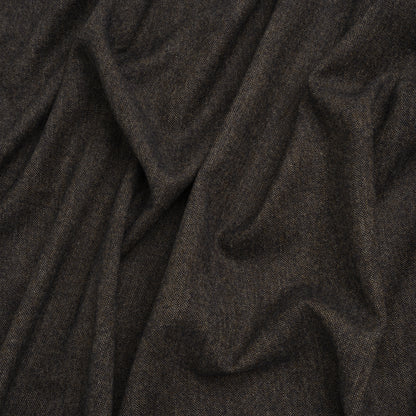 Stretch Wool Blend Flannel Suiting - Navy Blue and Brown Heathered