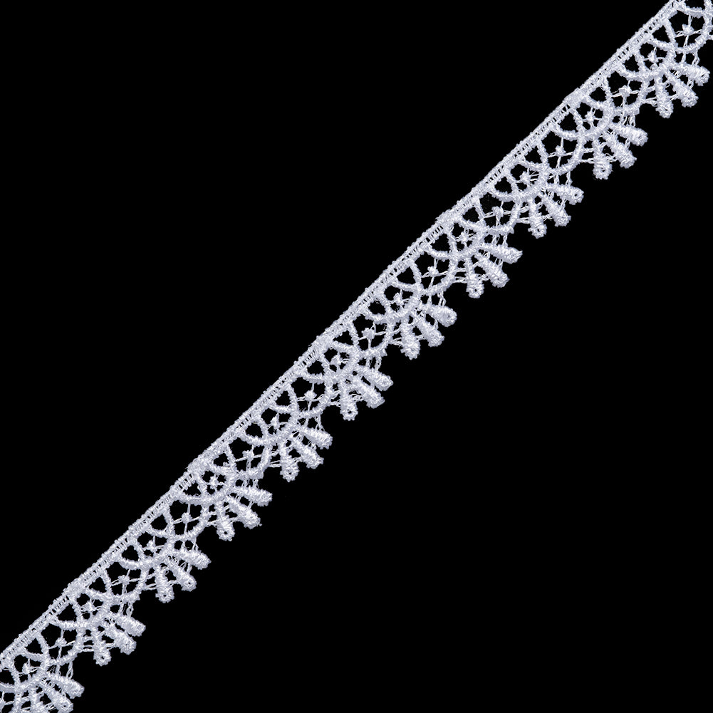 Guipure Lace Trim - 0.625" - White Scallops and Fans - Folded