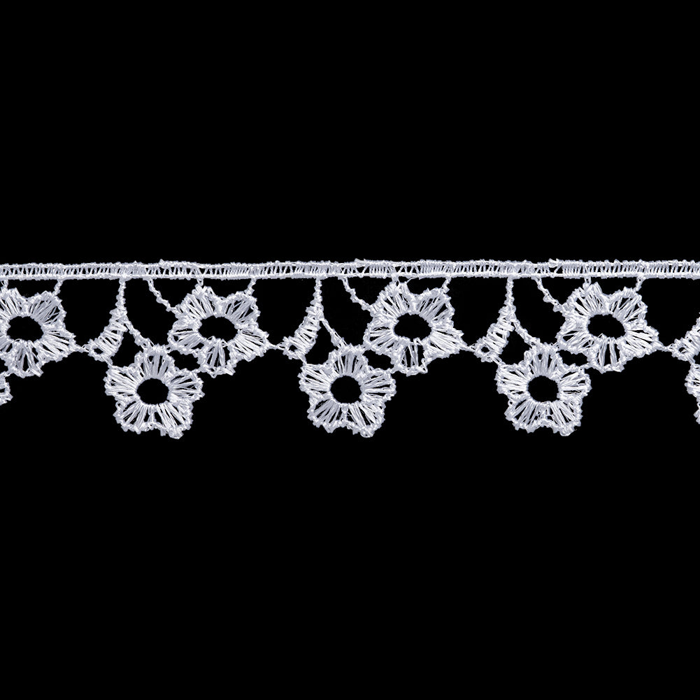 Guipure Lace Trim - 1" - White Dancing Daisies - Folded