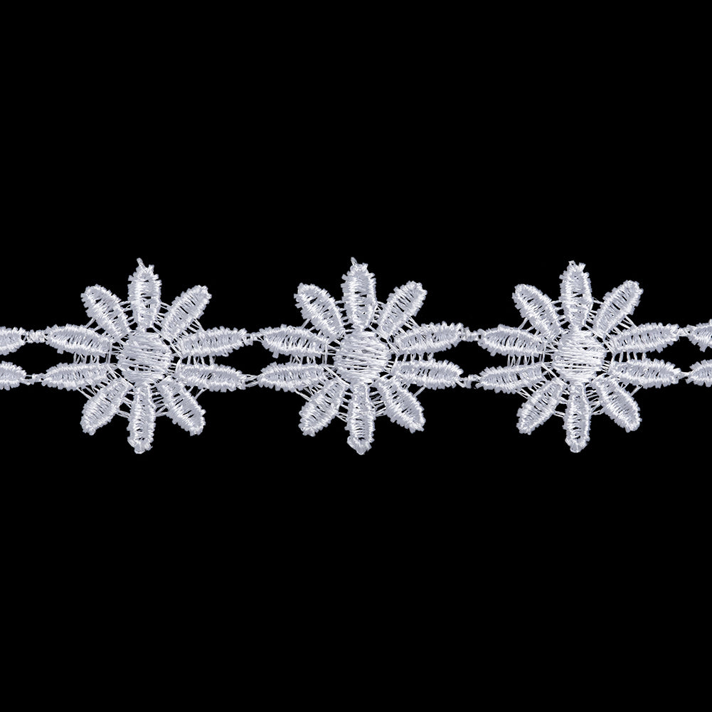Guipure Lace Trim - 1" - White Daisy Chain - Folded