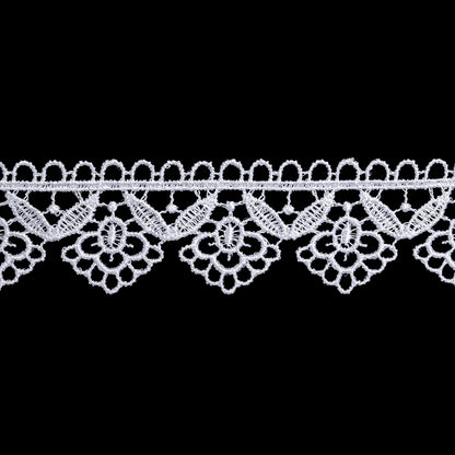 Guipure Lace Trim - 1.25" - White Leaves and Blooms