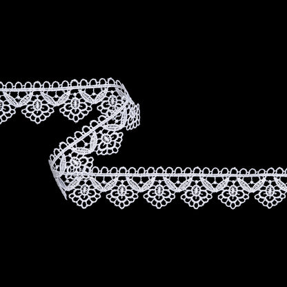 Guipure Lace Trim - 1.25" - White Leaves and Blooms