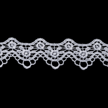 Guipure Lace Trim - 1.25" - White Scallops and Little Flowers
