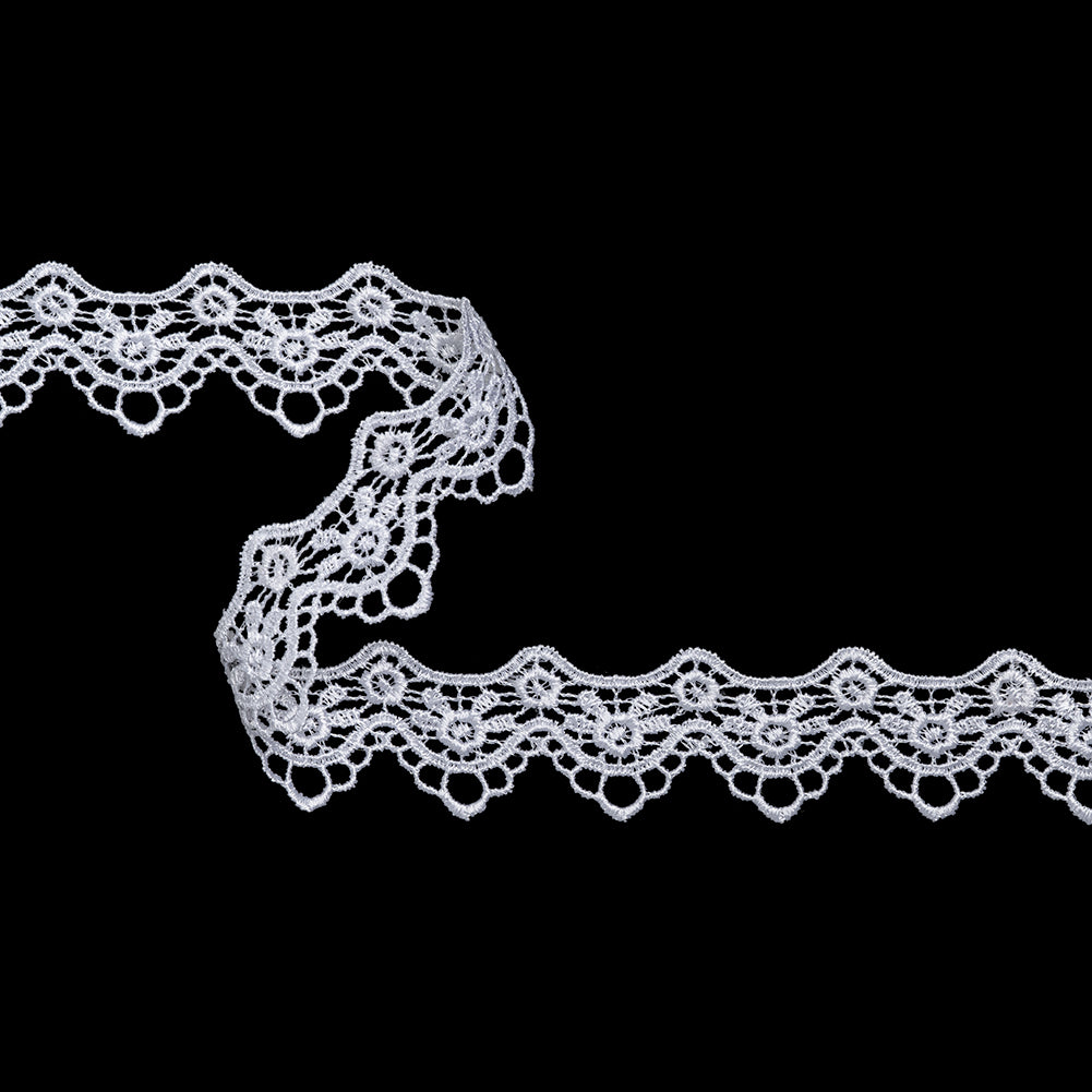 Guipure Lace Trim - 1.25" - White Scallops and Little Flowers