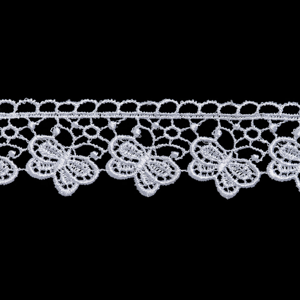 Guipure Lace Trim - 1.25" - White Butterflies - Folded
