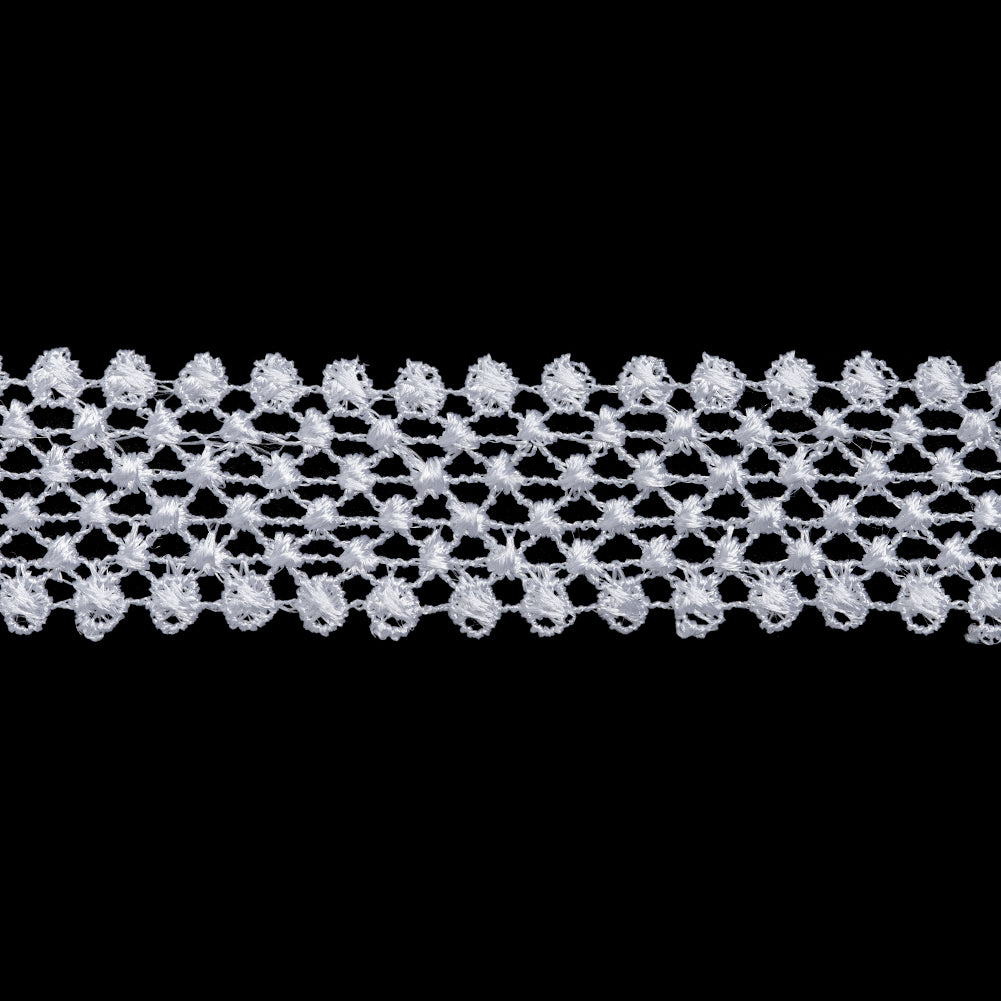Guipure Lace Trim - 1.125" - White Dot Lattice - Folded