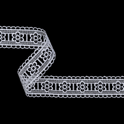 Guipure Lace Trim - 1.25" - White Floral Blocks