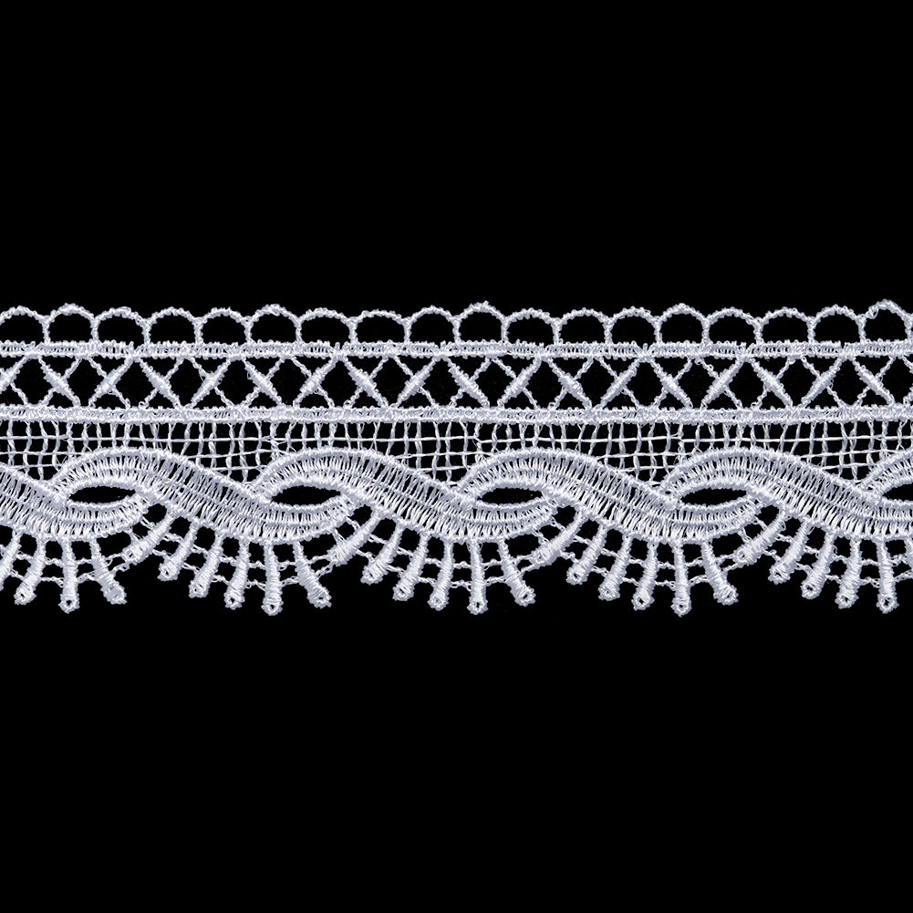 Guipure Lace Trim - 1.625" - White Abstracted Waves - Folded