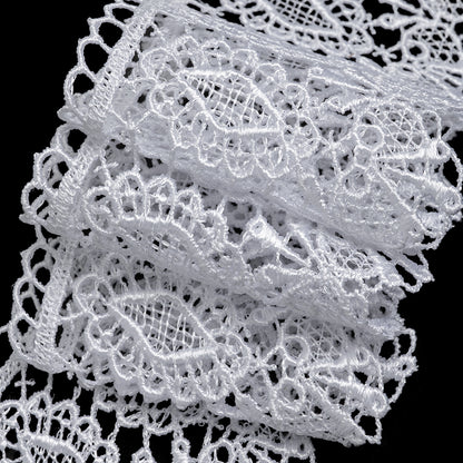 Guipure Lace Trim - 2.5" - White Diamonds and Bows