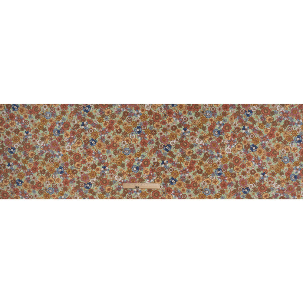 Rayon Challis Print - Red, Mustard Yellow and Mint Green Floral - Deadstock - Full